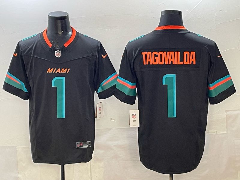 Men Miami Dolphins #1 Tua Tagovailoa black Nike 2025 Limited Nike NFL Jersey 07